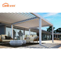 JHR Motorised Outdoor Gazebo Modern Aluminium Roof Bioclimatic Pergola for Sunshade  Outdoor Waterproof