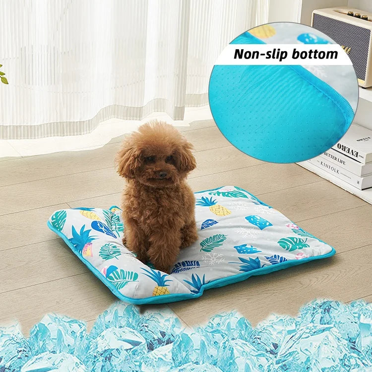 Summer Keep Cool Pet Bed Mat Ice Silk Reusable Breathable Dog Cooling Pad Blanket