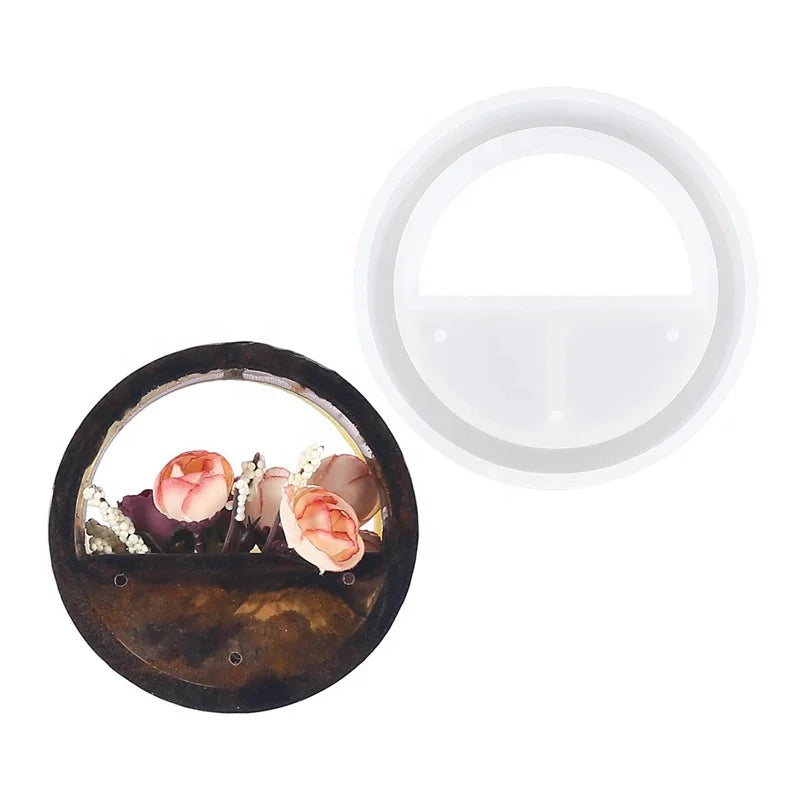 Small Wall Hanging Flower Pot Resin Mold Round Silicone Mold for Cement Pots