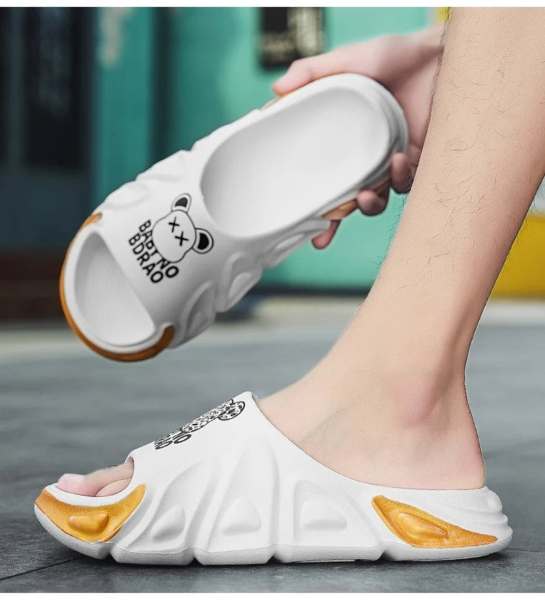 OEM Custom White EVA Sport Slide Sandals for Men Casual Outdoor Thick Sole Slippers with Logo Soft and Anti-Slip for Winter