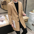 OEM Service New Stylish Autumn Winter Korean Fashion Men Clothing Casual Long Slim Fit Plus Size Woolen Coat