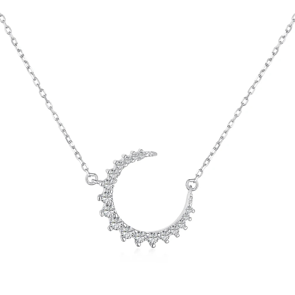 Dylam 925 Sterling Silver Gold Moon Pendant Necklace for Women 18K Gold Plated Dainty Chain Crescent Moon Necklace Jewelry Gift