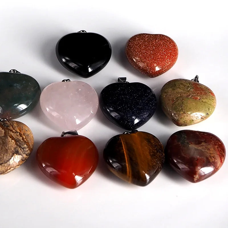 Huiying Wholesale Natural gemstone chakra heart pendants With Natural Stone Agate Pendant precious stone crafts