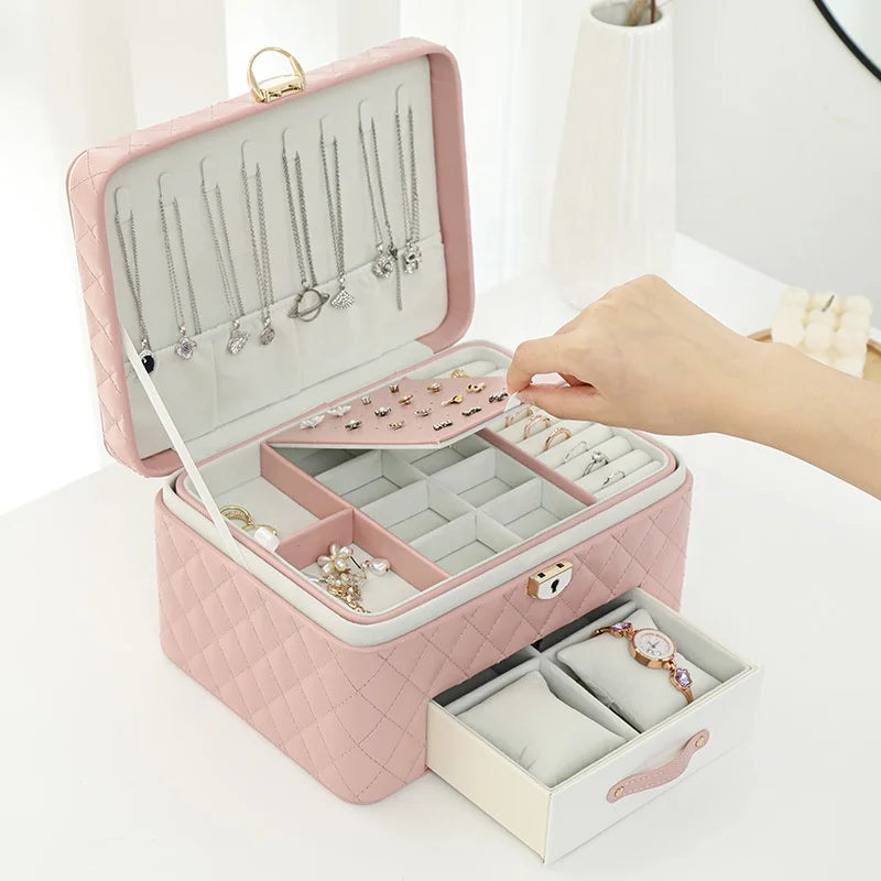 Hot Selling New Trending Leather Jewelry Travel Storage case Organizer Boxes Customized Jewelry Packaging Box