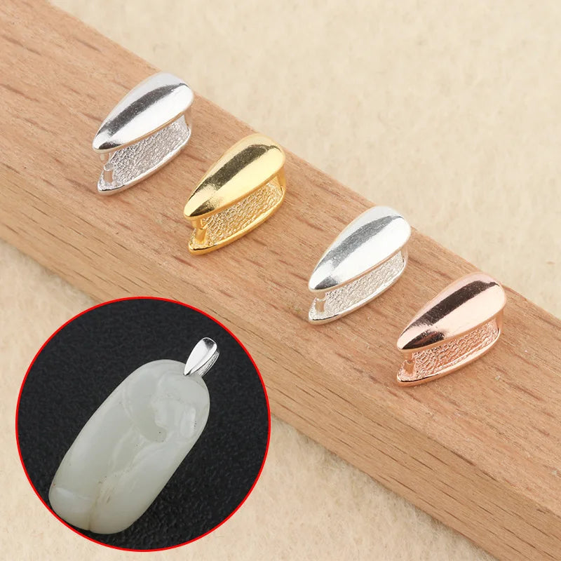Cheap 925 Sterling Silver Pinch Clip Clasp Bail Pendant Clip Clasp for Jade Gems Crystal Jewelry Making Accessories Wholesale