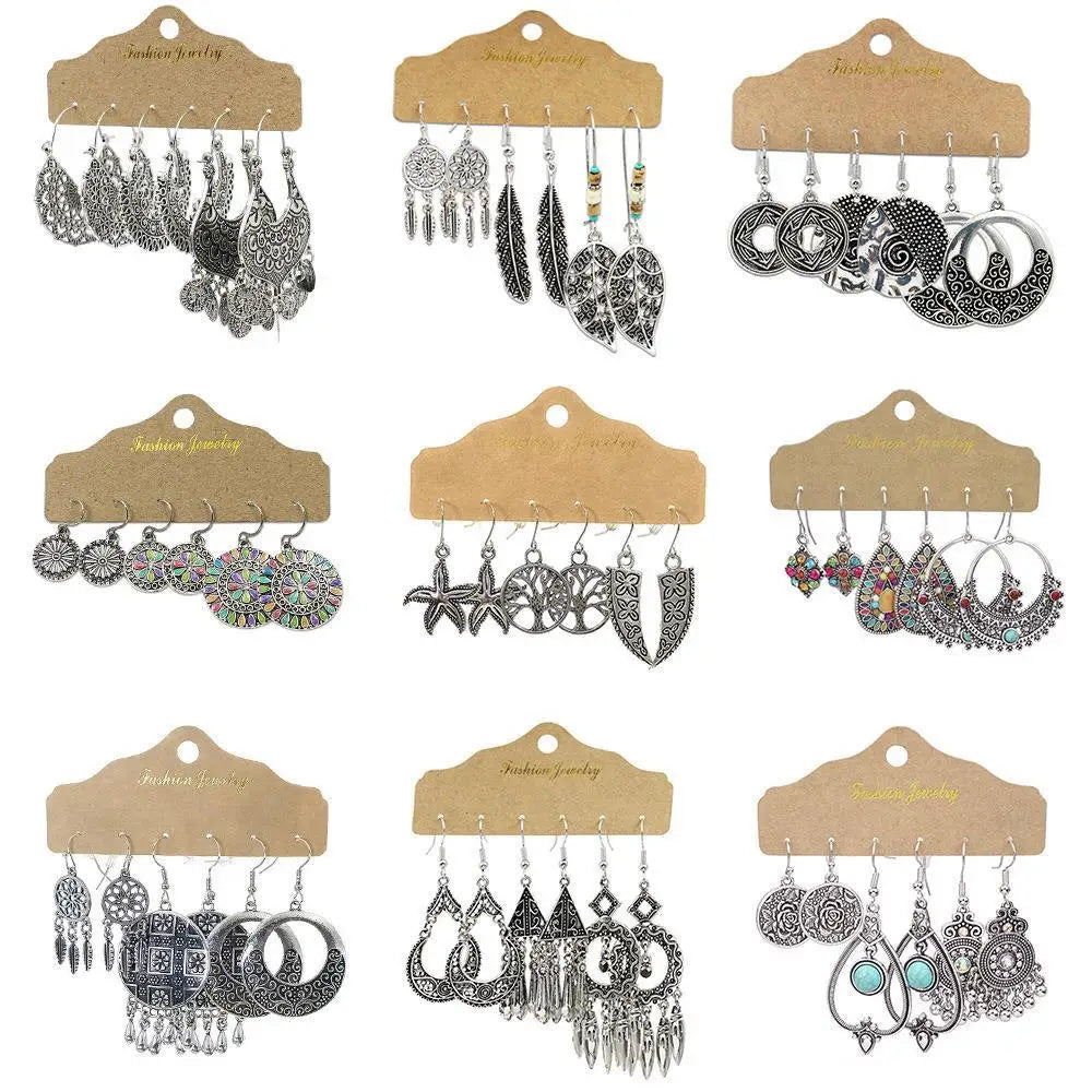2022 Wholesale Boho Set of 3 Tassel Earrings Women Ethnic Style Designer Fashion Jewelry Earrings