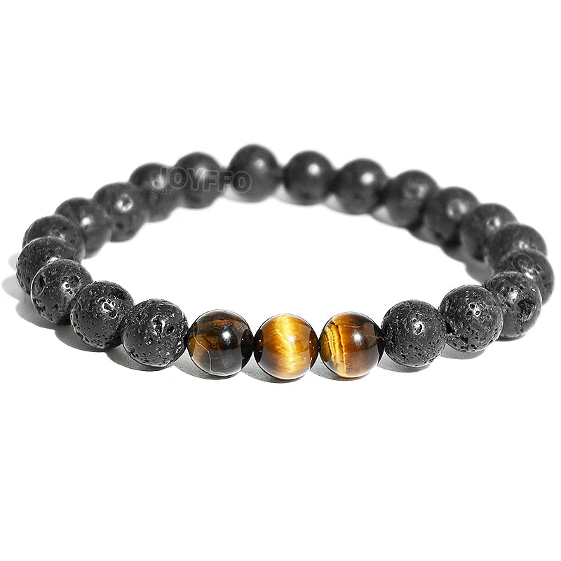 2022 New Fashion 8mm Tiger Eye Healing Crystal Energy Lava Stone Beads Yoga Meditation Bracelets for Women Men