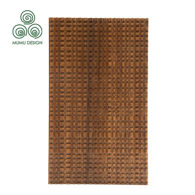MUMU 3D Interior Fluted Wainscot Hanging Doors Geomitic Decoration Carved Wall Panel Solid Wood Board