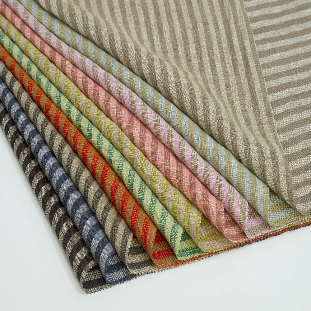 Factory Price Organic 100% Linen Woven Yarn Dyed Stripe Fabric 137cm 150gsm Washed Soft Linen for Spring Summer Shirts Dresses