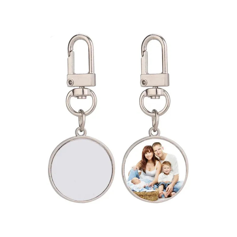 Custom Design Diy Printing Round Heart Shape Keychains Blank Sublimation Metal Keychain Gift