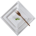 Square Shaped Italian Porcelain Ceramic Tableware Dishes Set Bulk Plain White Dinner Plates Eco-Friendly Square Shaped Italian