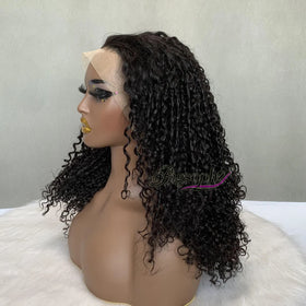 Top Selling #1B Colour Raw Vietnamese Hair18Inches Super Double Drawn Drawn Pixie Curly 13*4 Full Frontal Lace Wholesale Wigs