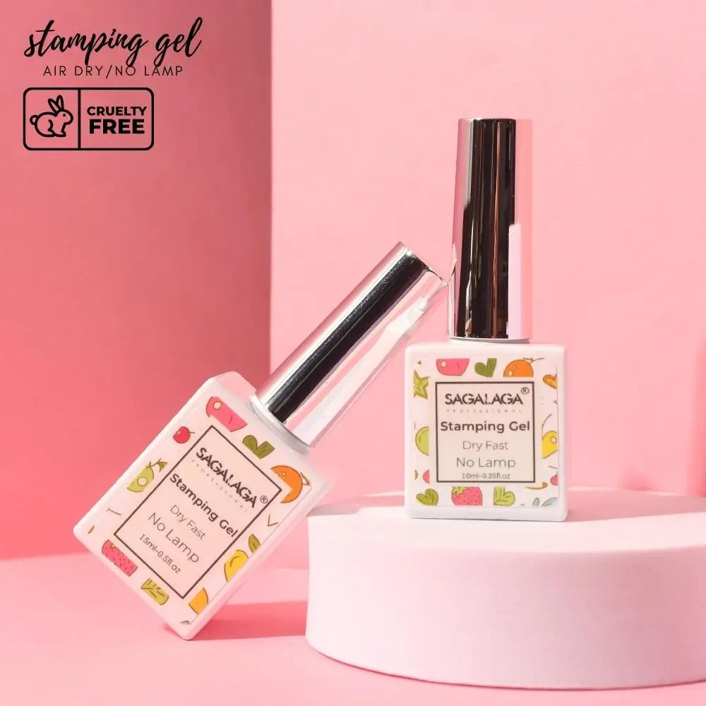 SAGALAGA Luxury Beauty Designer Nail Stamping Gel Polish NO LAMP DIY 10ml/15ml Capacity Bottle Nail Art Stampers Vegan Non-Toxic