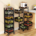 Household Storage Helper Square Rotating Rack 3-5 Layers Kitchen Vegetable Storage Cart Utility Carbon Steel Paint Trolley