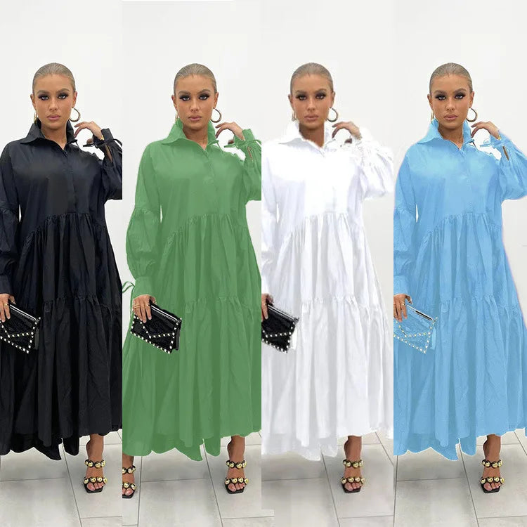 S-4XL Fall 2026 Women Clothes Casual Solid Color Long Sleeve Loose Women Dress T Shirt Dresses Plus Size Women's Dresses