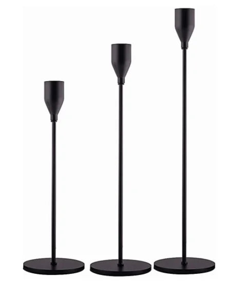 Matte Black Candle Holder Set of 3 for Taper Candles Mfor WeddingDinningdecorative Candle Holder