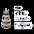 4pcs Plastic Pillar Shape Cake Stencil Reusable Washable Wedding Floral Stencils for Cake Decoration