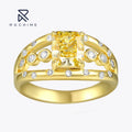 Rochime Star Shine Yellow Diamond Ring 925 Sterling Silver Gold Plated Cubic Zirconia Rings for Women