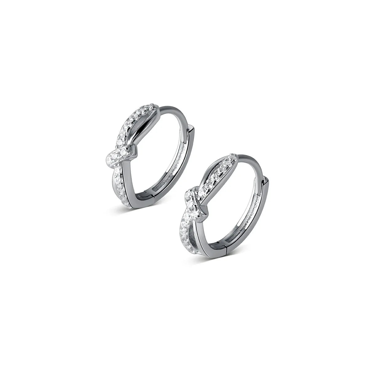 925 Sterling Silver Cubic Zirconia Knot Shape Small Hoop Earrings Trendy CZ Earings Fine Jewelry for Women