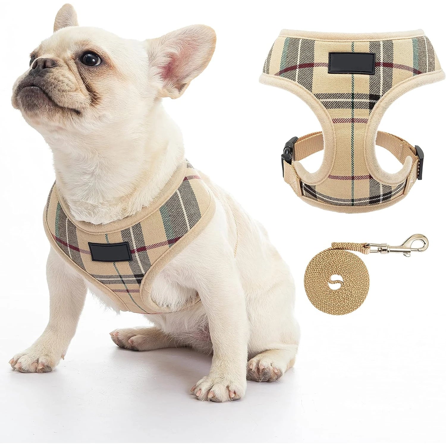 Adjustable Reflective Leather Nylon Polyester & Rubber Solid Dog Walking No Pull Pet Harness Set for Small Medium Large Dogs