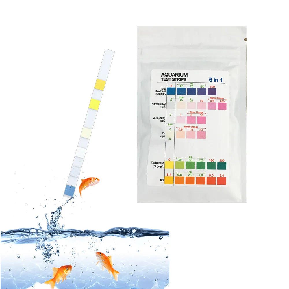 50 Counts TST 6way Rapid Easy Read Aquarium Water Test Strips Fish Ponds Tank Water test Kit Aquatic