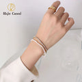 Right Grand 2022 New Stainless Steel Layered Zirconia Tennis Freshwater Pearls Bracelets Kadin Bileklik