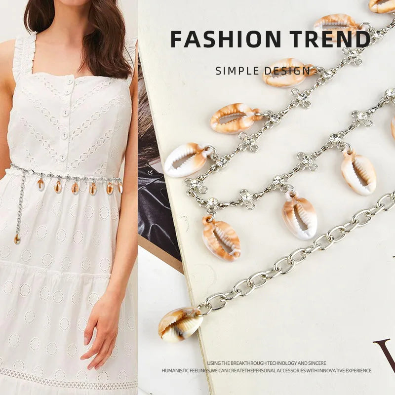 Wholesale Waist Chain Women's Skirt Light Luxury Shell Chain  Elegant Belt Female