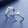 Women Princess S925 Sterling Silver Crown Rings Tiara Tiny Zircon Two-in-one Ring Gift Jewelry For Girls