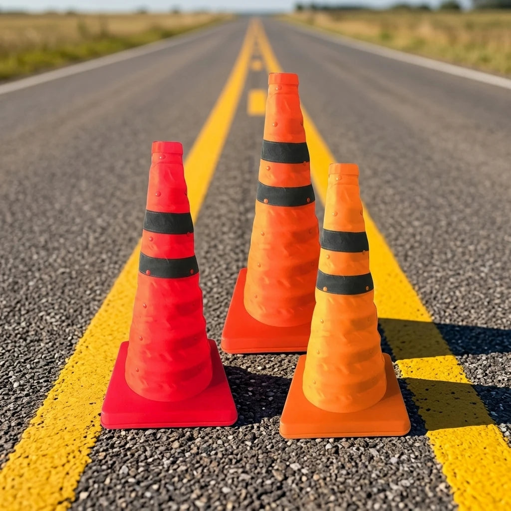ROADSAFE Car Road Warning Plastic Reflective Collapsible Safety Cones Traffic Retractable Cone for Parking & Construction MegaBDM