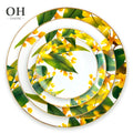 Premium Yellow Plant Eco-Friendly Fine Bone China Ceramic Dishes Plates Charger Plates Tableware for Wedding Events Rentals