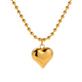 N&S Elegant Chic 18K Stainless Steel Puffy Heart Small Bead Necklace Trendy Vintage Link Chain for Gift Titanium Main Material