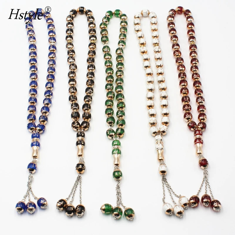 Muslim Gift Muslim Tasbih 33PCS Rosary Bead 14MM Islam Prayer Dhikr Misbaha with Masjid Image Printed on Laser HS357