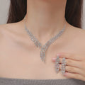 KQ-11 Wholesale Fashion Women Party Jewelry Kit Fashion Luxury Micro Pave Crystal Diamond Rhinestone Earrings Necklace