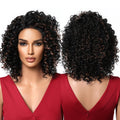 Futuristic Chemical Fiber Synthetic Short Bob Lace Wig Black Stripe Super Curly MidLength Wig High Quality Chemical Fiber Smooth