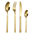 Royal Matte Stainless Steel with Marble Stone Pattern Handle Knife Spoon and Fork Cutlery Flatware Set