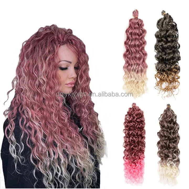 WU07 18 Inch Hawaii Curl Hair Ocean Wave Crochet Hair Synthetic Braiding Hair Extension