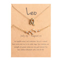 2pcs/set Trendy Gold Silver Plated Crystal Star Constellations Astrology 12 Zodiac Signs Bracelet Necklace Jewelry for Woman