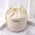 Custom Round Bottom Cotton Linen Gift Packaging Bag for Candle Drawstring Natural Cotton Candle Pouch