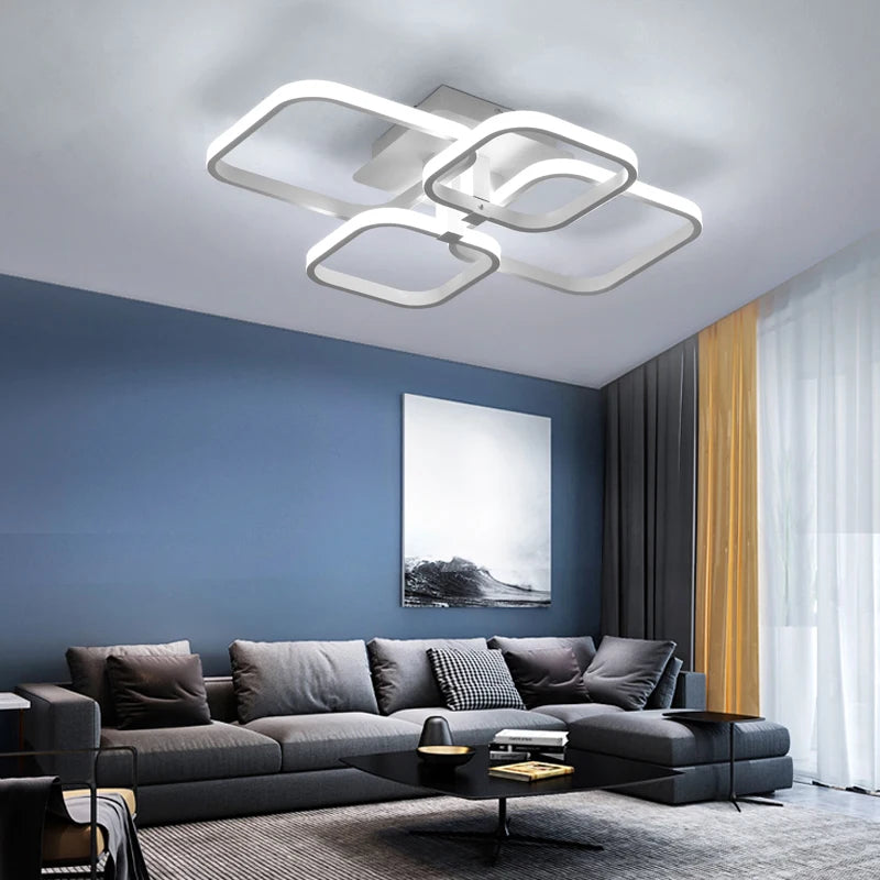 Smart Acrylic LED Ceiling Light Minimalist Design Iron Art Remote for Living Room Bedroom Hotel Surface Mounted Square