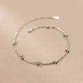 2022 Fashion New 925 Sterling Silver Double Layer Chain Round Beads  Anklets for Women Lady Summer Jewelry