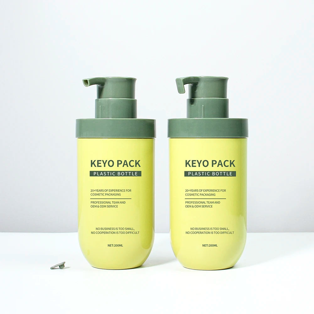 New Design 200ml Plastic Airless Bottle with Dispenser for Body Lotion Skincare and Shampoo Packaging Screen Printing Surface