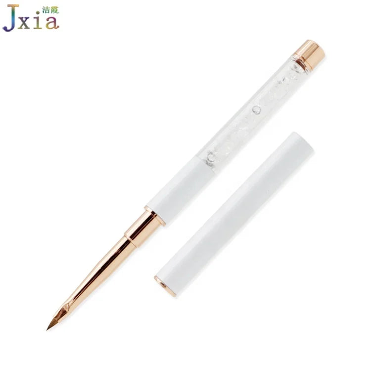 Jiexia Nail Supplies White & Rose Gold Design Mini 2# Cat Tongue 3D Triangle Acrylic Nail Art Brush