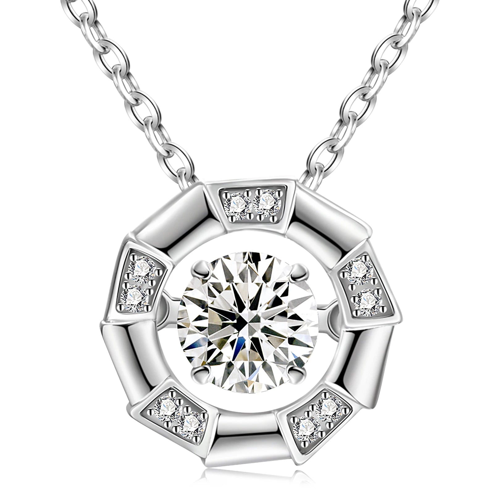 Dropshipping Dainty Moissanite Dancing Diamond Pendant 925 Sterling Sterling Silver Infinity Love Heart Necklace for Women Girls