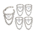 GZN Newest Ring Titanium Prong Set Tear Drop Marquise Kite Heart CZ Hinged Segment Ring With 2 Chains Dangle Clickers Ring