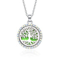 Hollow Tree of Life Round Full Diamond Locket Flower Butterfly Patterns Multiple Essential Oil Diffuser Aromatherapy Necklace