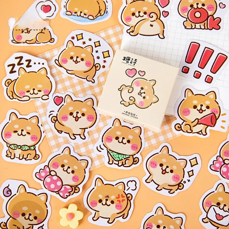 45pcs/pack Boxed Stickers Shiba's World Handbook Notebook DIY Decorative Stickers Seal Stickers