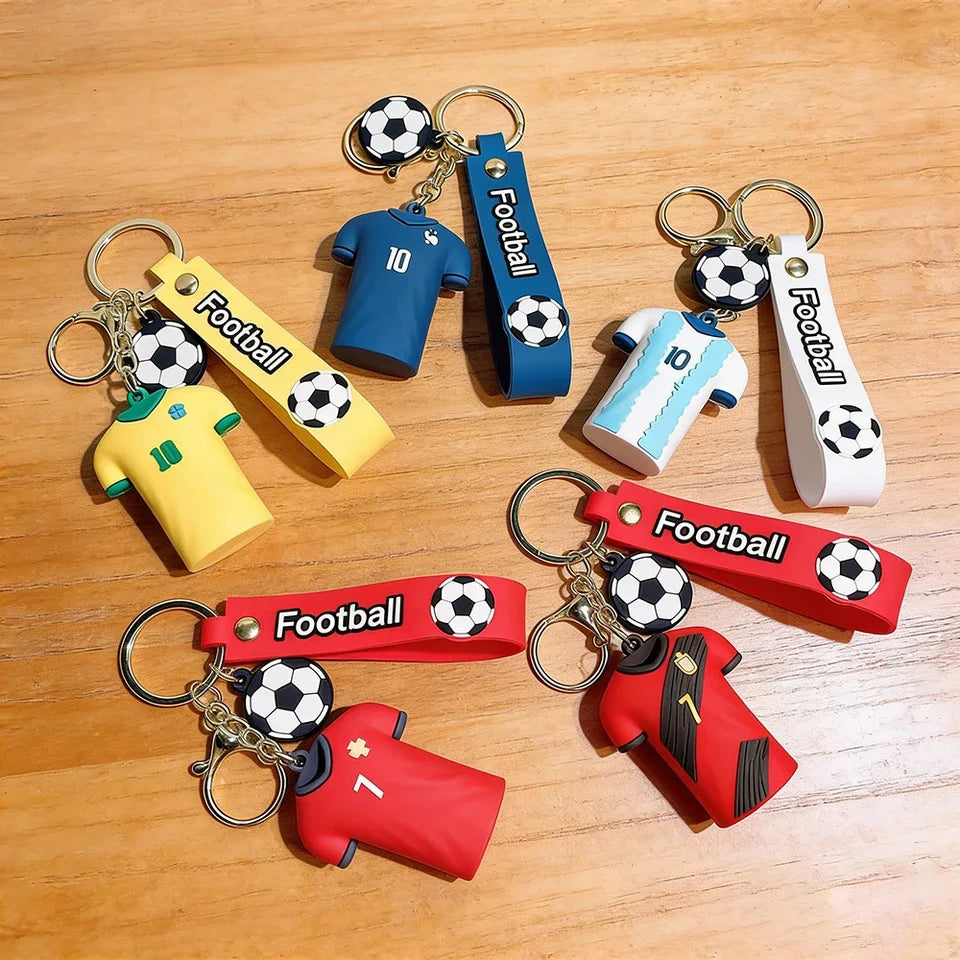 Manufacturer Wholesale Football Player Jersey Rubber PVC Keychains Soccer Keyrings Personalized 2026 Football Cup Souvenir Gift MegaBDM