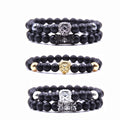 Wholesale Men Custom Fashion Handmade Bracelets Jewelry Lion Shape Zircon Metal Natural Stones Bead Bracelet