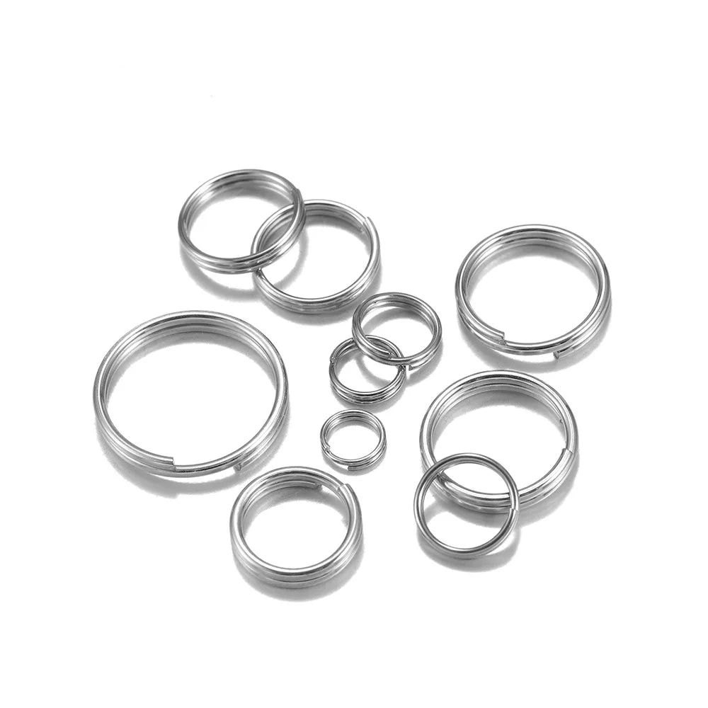 5mm-15mm Double Layer Stainless Steel Jewelry Accessories DIY Round Double Circle Opening Ring Keychain Split Rings