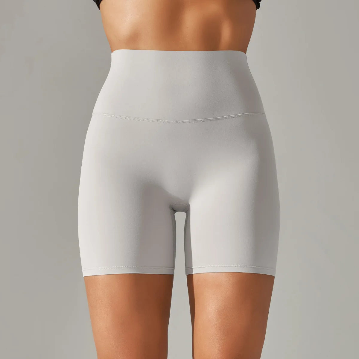 Women's Spring Summer High Waist Elastic Yoga Shorts New Solid Color Double Sanded Tight Three-Point Pants Plus Size Fitness